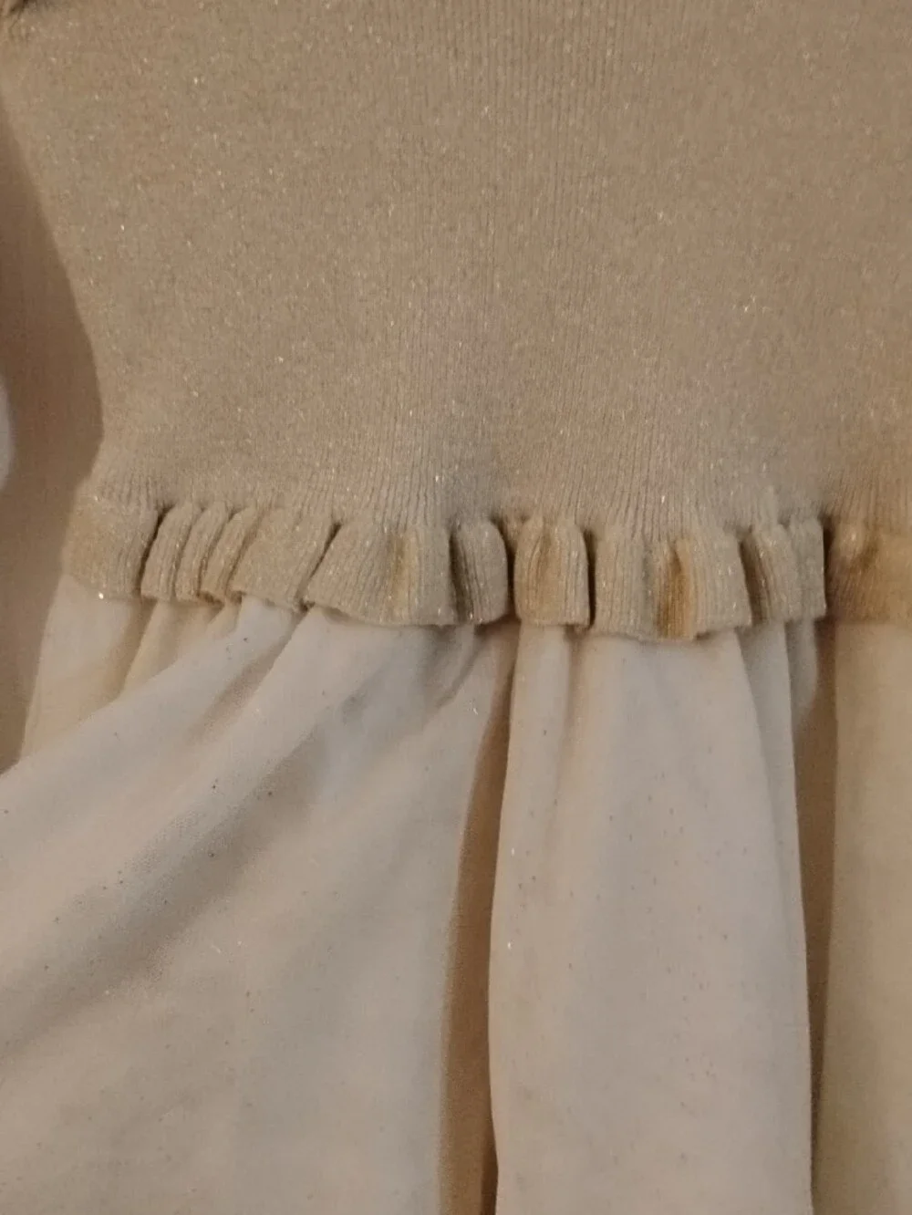 Gymboree Shimmery Ruffle Long-Sleeve Dress in Cream